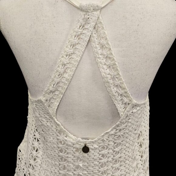 Roxy ✦ White Crochet Tank Top ✦ Floral Pattern Racerback Cotton Knit Size S EUC - Picture 5 of 11